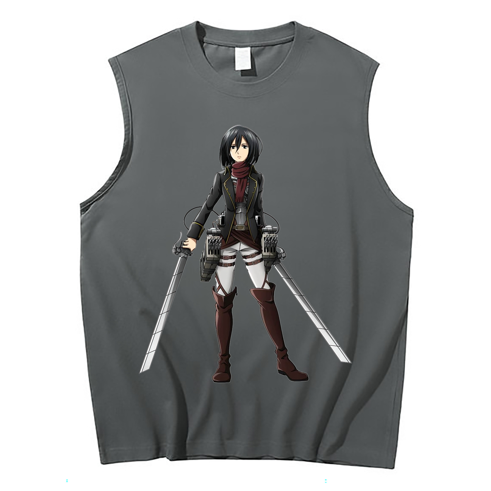 （画像用） 進撃の巨人 ミカサ·アッカーマン Attack on Titan Mikasa Ackerman コットン100％タンクトップ（フロントプリント）